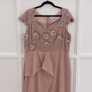 Beaded Rose Bridesmaid Dress with cap sleeve
